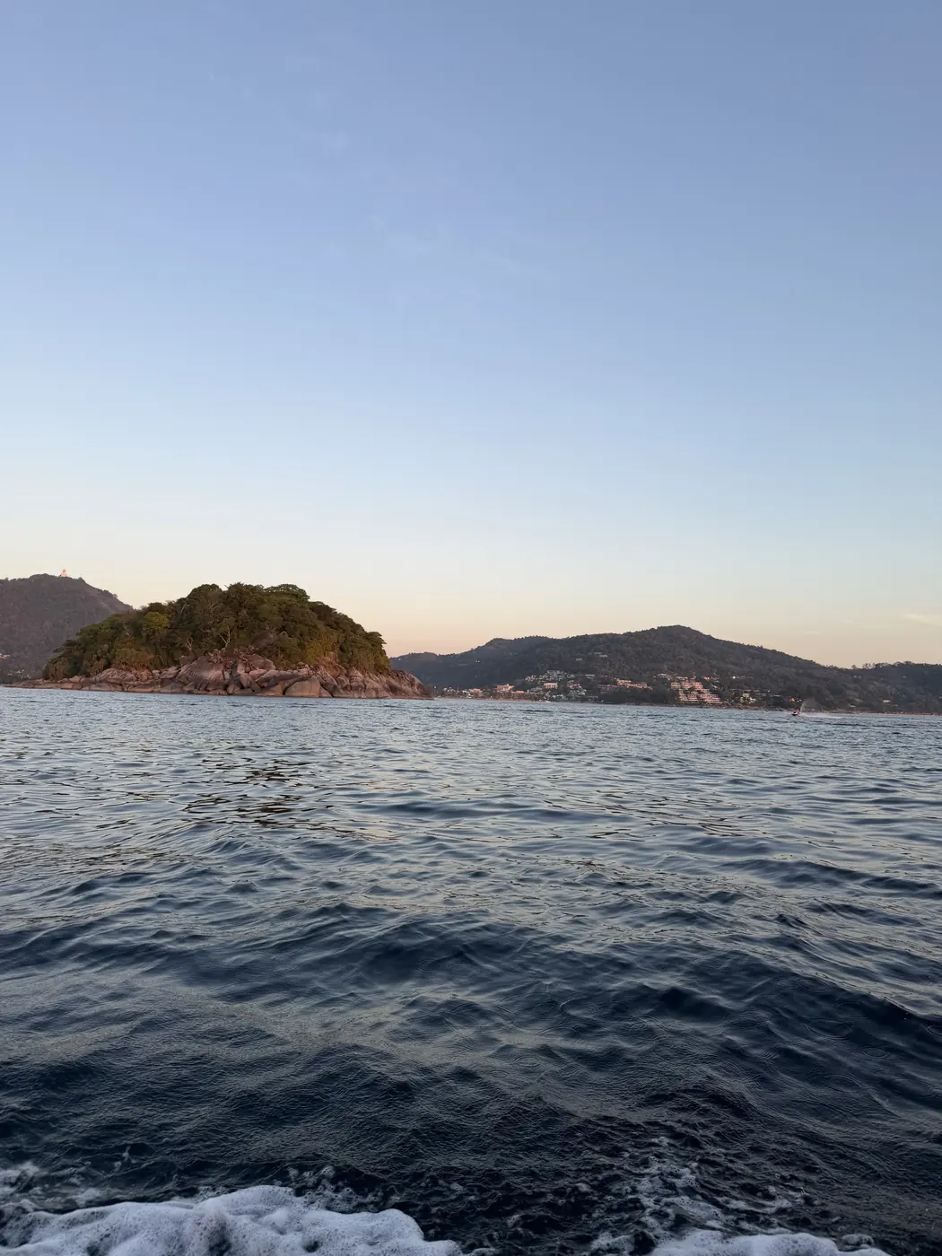 Koh Pu, the small wooded islet off Kata, seen from the sea in the late afternoon